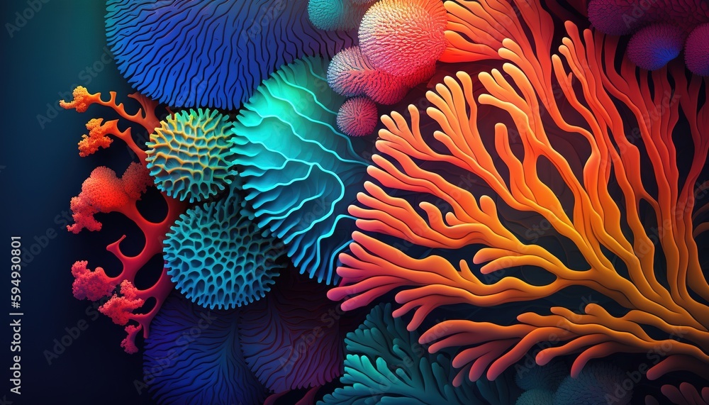 Aufkleber illustration of a colorful abstract backdrop with coral generative ai
