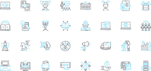 Brand new linear icons set. Fresh, Innovative, ??Out of the box??, Modern, Revolutionary, Novel, Cutting-edge line vector and concept signs. Contemporary,Groundbreaking,Futuristic outline