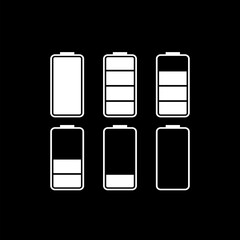 Battery icon symbol isolated on black background