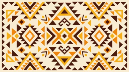 Papier Peint photo Style bohème Aztec ornament tribal ethnic design. Navajo decoration symbol, boho geometric template, rug. Ethnic motif. 
