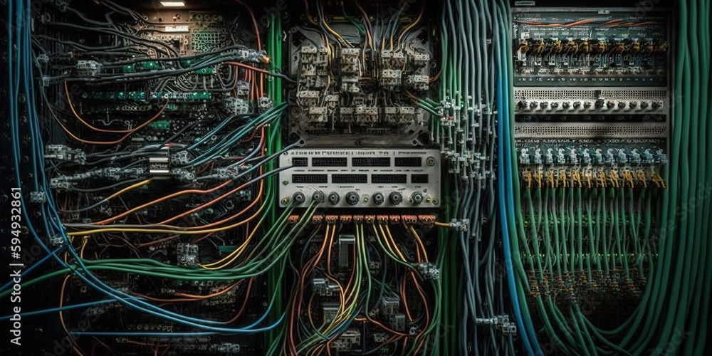 Poster a close-up of the server room, where a computer has all of its wiring, reveals just how complex the 