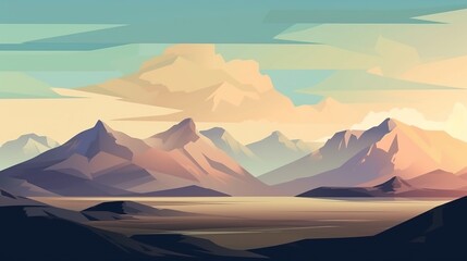 landscape of mountains at sunrise. illustration picture. generative ai