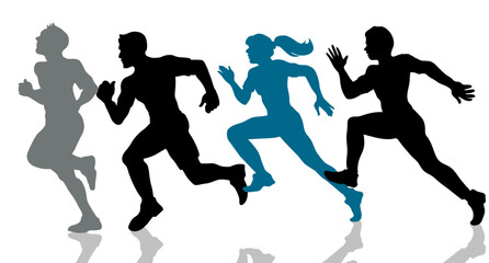 group of people running. Sport vector