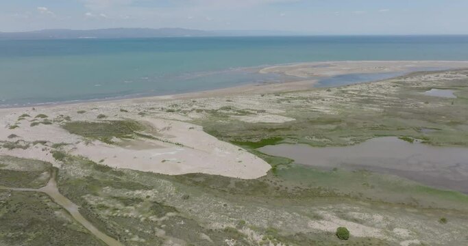 Delta de l'Ebre. Mouth of the Ebro River. Riumar, Tarragona.Natural park in Catalonia, Spain. Mediterranean sea. Flat color, log shot.