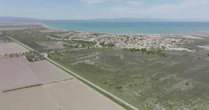 Delta de l'Ebre. Mouth of the Ebro River. Riumar, Tarragona.Natural park in Catalonia, Spain. Mediterranean sea. Flat color, log shot.