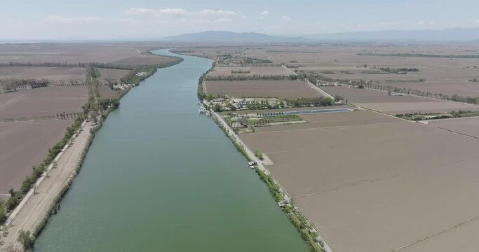 Delta de l'Ebre. Mouth of the Ebro River. Riumar, Tarragona.Natural park in Catalonia, Spain. Mediterranean sea. Flat color, log shot.