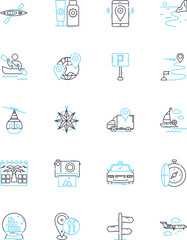 Speed and velocity linear icons set. Accelerate, Momentum, Velocity, Quickness, Dash, Haste, Celerity line vector and concept signs. Swiftness,Alacrity,Expedite outline illustrations