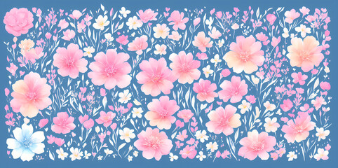 Colorful spring flowers background. AI generated illustration