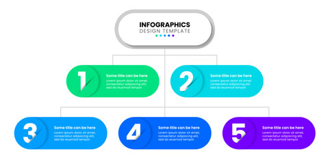 Infographic template. 5 banners linked to the title