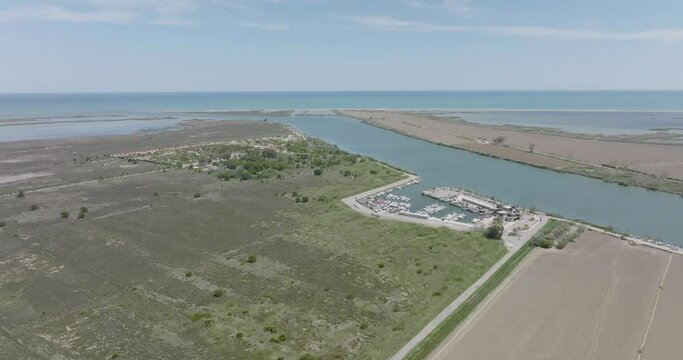 Delta de l'Ebre. Mouth of the Ebro River. Riumar, Tarragona. Natural park in Catalonia, Spain. Mediterranean sea.