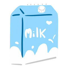 Milk and cute blue milk box