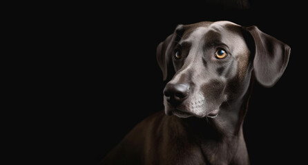 Dog portrait against a dark background, pet portrait
