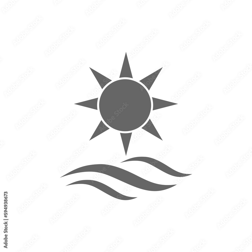 Poster sun and waves icon isolated on transparent background