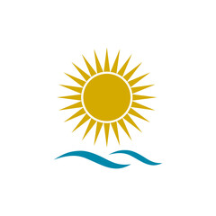 Sun and waves icon isolated on transparent background