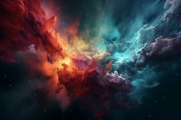 Fototapeta na wymiar 3D abstract space sky with colourful galaxy. Generative AI