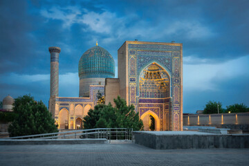 Gur-i Amir mausoleum complex of the Asian conqueror Temur (also known as Tamerlane) in Samarkand,...