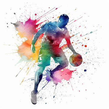 silhouette di giocatore di pallacanestro in posa sportiva, che schiaccia, set, sfondo bianco scontornabile, ai