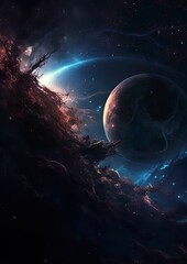 Planet in space, galaxy illustration design