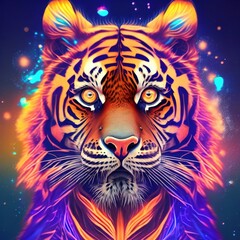 tiger head colorful illustration. generative ai