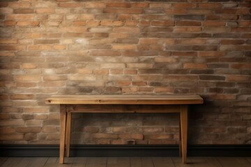 Obraz na płótnie Canvas wooden table against the wall with soft lighting for product placement. Generative Ai