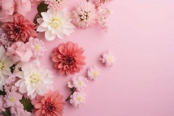 Naklejka na ściany i meble Spring flowers isolated on pink background. AI-Generated.