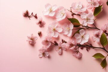 Obraz premium Spring flowers isolated on pink background. AI-Generated.
