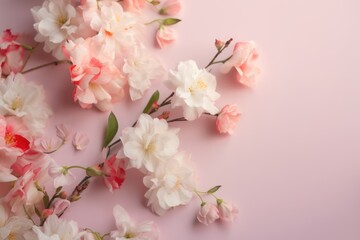 Naklejka na ściany i meble Spring flowers isolated on pink background. AI-Generated.