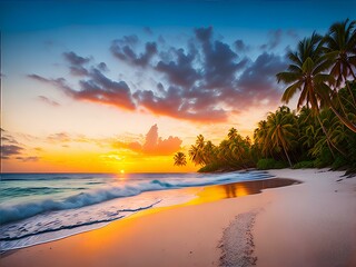 Obraz na płótnie Canvas sunset over the beach generated Ai