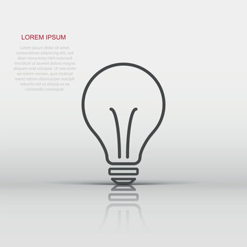 Light bulb icon in flat style. Lightbulb vector illustration pictogram. Lamp idea business concept.