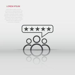 Vector customer reviews, user feedback icon in flat style. Rating sign illustration pictogram. Stars rating business concept.