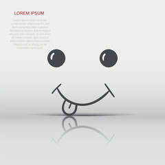 Simple smile with tongue vector icon. Hand drawn face doodle illustration on isolated background.