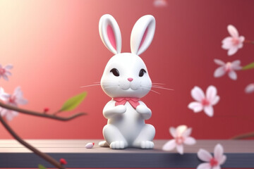 卯年のかわいいウサギの年賀状　Generative AI