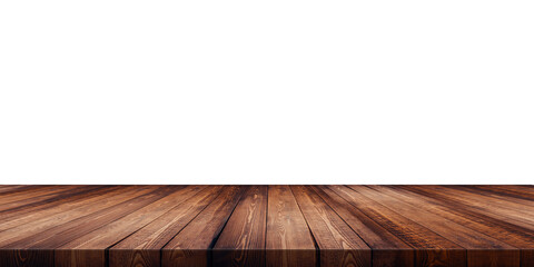 Empty wood table transparent background For product placement - obrazy, fototapety, plakaty
