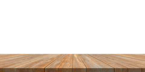Empty wood table transparent background For product placement