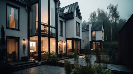 Fototapeta na wymiar A luxury house of a beautiful bright modern style house, generative AI