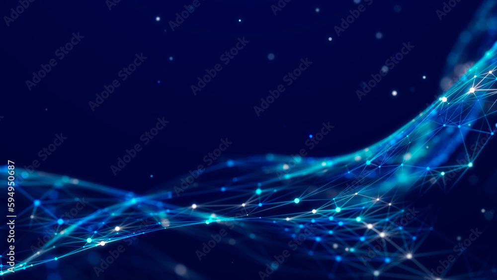 Aufkleber Digital technology background. Network connection dots and lines. Futuristic background for presentation design. 3d