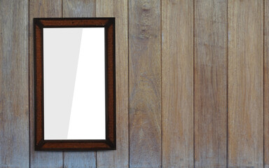 front view white and grey paper on brown wooden rectangular frame placed, wooden wall background, object, decor, fashion, gift, photo, copy space