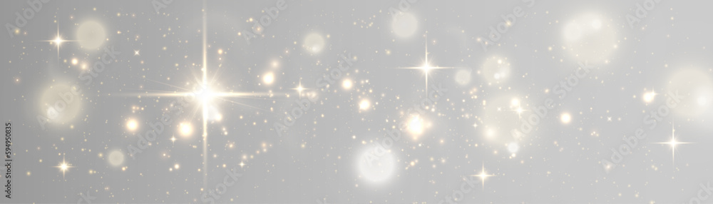 Poster glowing light effect with lots of glitter particles and stars. for christmas and new year design. ve