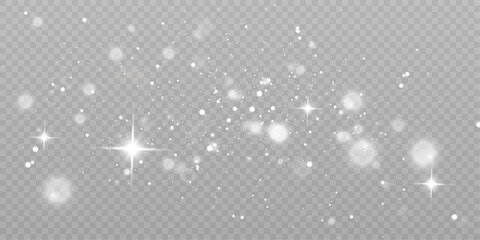 Glowing light effect with lots of glitter particles and stars. For Christmas and New Year design. Vector star cloud with dust.