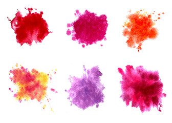 Watercolor abstract background set red colors