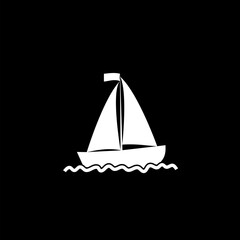 Sailboat Icon isolated on black background 