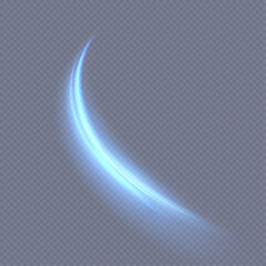 Abstract neon blue tone ring. A bright plume of luminous rays swirling in a fast spiraling motion. Light cool whirl. Light effect blue curve line. Vector