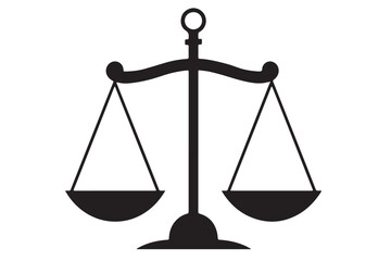 Isolated Black Scales of Justice Icon, Vector Illustration on white Background. Legal Concept