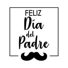 Letras de la palabra Feliz Día del Padre en texto manuscrito en español con bigote en cuadrado lineal para su uso en felicitaciones y tarjetas