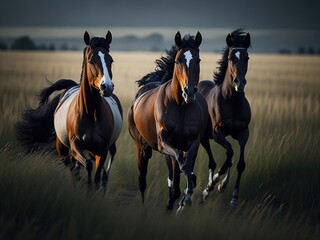 horses in the field. generative ai