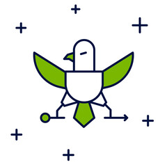 Filled outline Eagle icon isolated on white background. American Presidential symbol. Vector