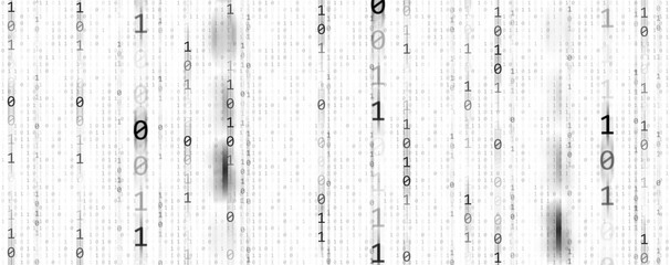 Binary Code backgrounds, a sequence of zero and one black number on a white background. Numbers of the computer matrix. The concept of coding and cybersecurity