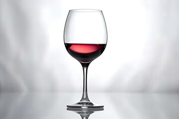 glass of red wine on a wooden table with a white background. Generative AI