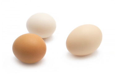 three eggs isolated on white
