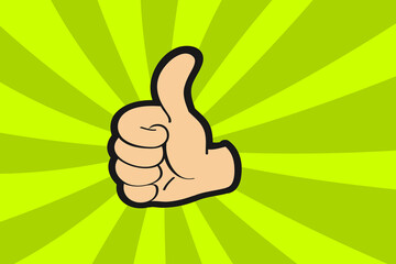 Thumbs up illustration, a positive sign of approval, support, likes and a job well done